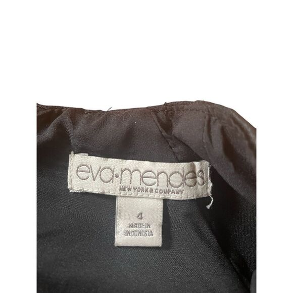 Eva Mendes Damask Black Career Cocktail Sheath Dress Size 4 Puffy Bubble Sleeve - Picture 3 of 10